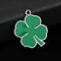 Green Enamel Four-Leaf Clover Charm Pendant Silver-Tone Three Styles view 6