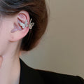 Pair of Metal Tone Silver Tone Crystal Butterfly Ear Cuff view 3