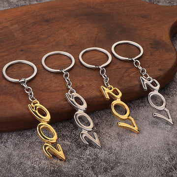 206 And 207 Number Pendant Metal Keychains In Silver And Gold Tone