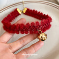Red Braided Bell Choker Necklace with Distinctive Textured Details view 2