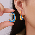 Crescent Moon Enamel Stud Earrings Gold Trim Colors view 3