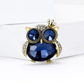 Crown Owl Crystal Brooch Blue Green Antique Gold Tone view 4