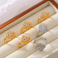 Gold Square Evil Eye Pendant Necklace Matching Ring Set view 4