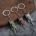 Solid Metal Tank Model Keychain, Three Antique Color Finishes view 1