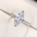 Silver Tone Marquise Center Stone Ring Baguette Sides view 3