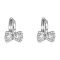 Pavé CZ Bow Huggie Hoop Earrings Gold and Silver Tones view 5