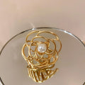 Gold Tone Camellia Pearl Hair Claw In Small Or Large Size view 7