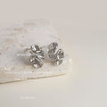 Silver Irregular Twisted Abstract Wave Stud Earrings Pair view 3