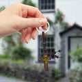 Wooden Crucifix Braided Cord Bead Split Ring Keychain view 3