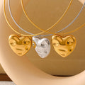 Snake Chain Necklace Molten Puffy Heart Pendant Two Tones view 4