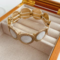 Gold Oval Cabochon Stretch Bracelet Enamel Leopard 4 Styles view 9