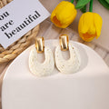 Five Color Wrapped Cord Open Oval Statement Stud Earrings view 4