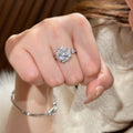 Silver Tone Paved Zircon Flower Open Ring Side Stone view 3