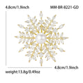 Gold Snowflake Brooch Pearl Center Clear Cubic Zirconia Pin view 5