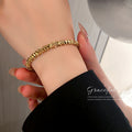 Gold Tone Textured Open Cuff With Angled Clear Stones view 3