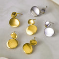 Double Disc Drop Earrings in Gold and Silver Tone Finishes view 4