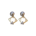 Silver Tone Geometric Drop Earrings with Mirrored Panels view 5