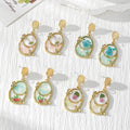 Gold Vintage Frame Dried Flower Resin Drop Earrings Four Styles view 1
