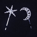 Rhinestone Star Moon Bobby Hair Pins Silver Three Sizes view 2