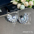 Silver Tone Crescent Swirl Pavé Stud Earrings Clear CZ view 4