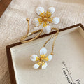 Gold Enamel Flower Open Arm Cuff Bracelet Three Colors view 7
