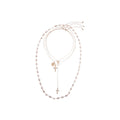 Silver Multi Layer Pearl Cross Medal Necklace Four Piece Set view 5