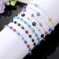 Silver Tone Beaded Evil Eye and Stone Chip Chain Bracelets view 1