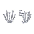 Five Row Fan Crystal Stud Earrings in Polished Metal view 2