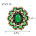 Flower Pearl Look Metal Brooch Pin 6.7 x 6.6 cm for Jackets and Lapels view 2