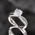 Silver Tone Round CZ Solitaire Ring Infinity Pavé Band Sizes 6-10 view 2