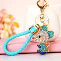 Jeweled Mouse Keychains in Pink Red and Blue with Fortune Braided Loops view 4