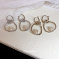 Abstract Hoop Pearl Drop Earrings In Two Metal Tones view 4