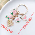 Pink Rose Love Heart Letter and Card Metal Keychain Set view 6
