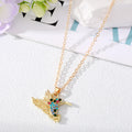 Gold and Silver Tone Crystal Heart and Hummingbird Necklaces view 2