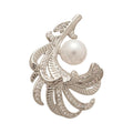Silver Crystal Feather Pearl Brooch Pin for Lapels view 5