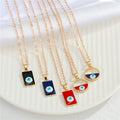 Gold Tone Enamel Evil Eye Pendant Necklaces in Five Designs view 1