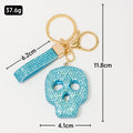 Rhinestone Skull Keychain Crystal Charm Gold Hardware view 4