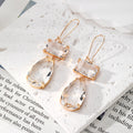 Rectangle and Teardrop Double Glass Dangle Earrings 4 Colors view 7