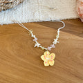 Colorful Beaded Flower Pendant Necklaces in Four Colors view 4