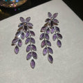 Crystal Leaf Cascade Drop Earrings In Three Colors view 6