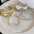 Metal Irregular Wide And Slim Wave Open Cuff 3 Styles view 3