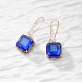 Square Faceted Glass Dangle Earrings Gold Fishhooks 7 Colors view 8