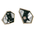 Dark Green Pentagon Night Sky Moon Sun Asymmetric Studs view 5