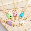 Gold Tone Crystal Heart Ice Pop Pendant Necklaces in Five Colors view 1