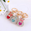 Rhinestone Lucky Money Bag Heart Keychains Gold Tone 3 Colors view 1