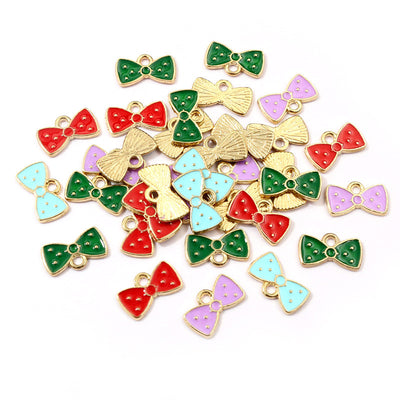 Colorful Bow Charms arranged in the pictured color and finish options