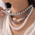 Imitation Pearl Bead Necklace White Gray Mixed 8 10 12mm view 1