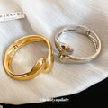Three Mixed Sculptural Open Cuff Bracelets In Gold Or Silver Tone view 4