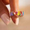 Multicolor Geometric Stone Band In Gold And Silver Tones view 2
