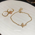 Gold Open Rings Peach Stone And Butterfly Chain Bracelet view 3